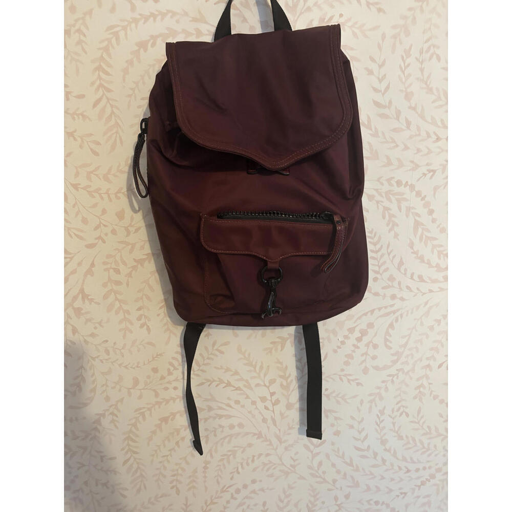 Rebecca Minkoff Maroon Nylon Backpack Pocket Drawstring - Picture 2 of 9